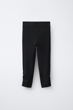 ZARA ЛЕГИНСЫ КАПРИ СО СБОРКОЙ, ЧЕРНЫЙ