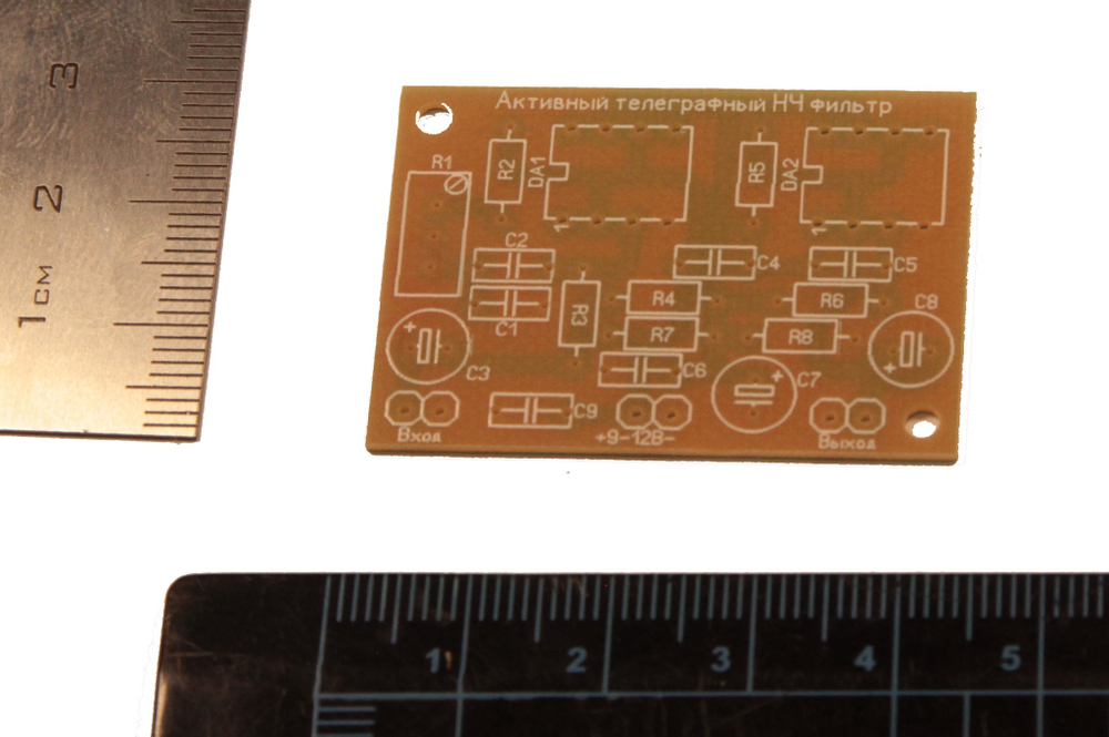 Печатная плата телеграфного RC фильтра на двух микросхемах КР140УД708