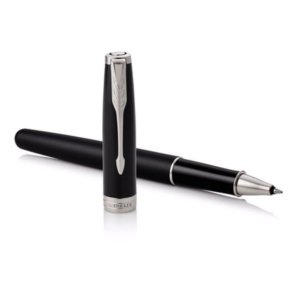 Ручка-роллер PARKER "Sonnet Core Matt Black CT", корпус черный матовый лак, палладиевые детали, черная, 1931523