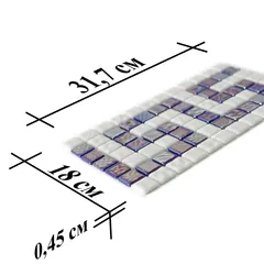 STP-Border1 Natural Стеклянная мозаика Steppa синяя белая глянцевая