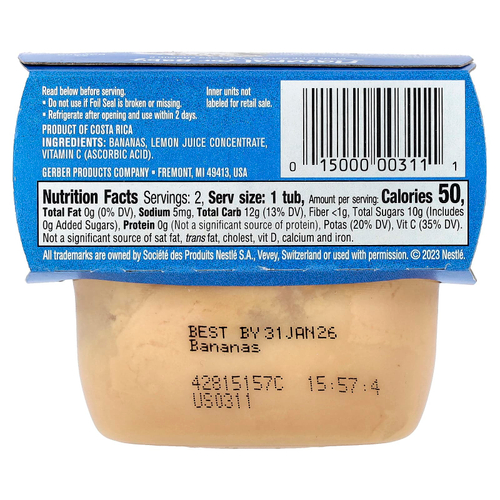 Gerber, Natural for Baby, 1st Foods®, со вкусом банана, 2 пакетика по 56 г (2 унции)