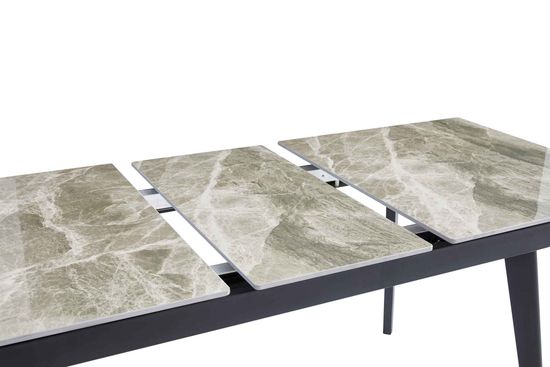 Стол PALERMO 140 керамич столешница italy grey gloss, основание металл черный