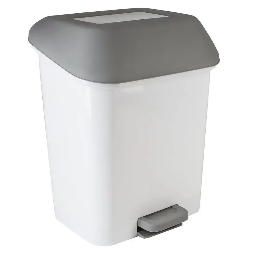 Контейнер для мусора с педалью Квадра 15 л белый (комплект 2 шт)