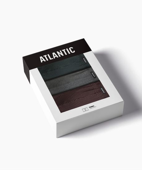 Трусы мужские боксеры (3шт), Atlantic 3MH-218, хлопок, изумрудный + темно-серый меланж + баклажан