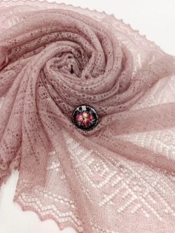 Оренбургский пуховый платок-паутинка А120-06 магнолия