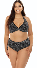 Раздельный купальник plus size в крапинку (Размер: 80G/40) (Цвет: черный)