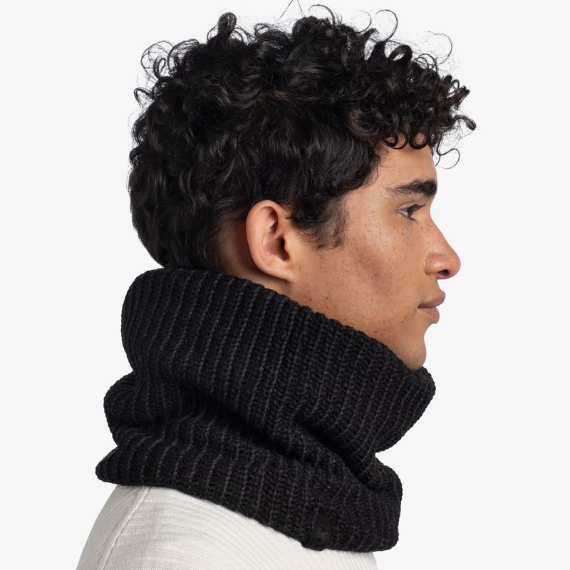 Вязаный шарф-труба с флисом Buff Neckwarmer Knitted Fleece Vaed Black Фото 9