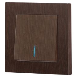 Выключатель Intro Accent 6-102-10 с подсветкой, 10А-250В, IP20, СУ, AL/CU, венге