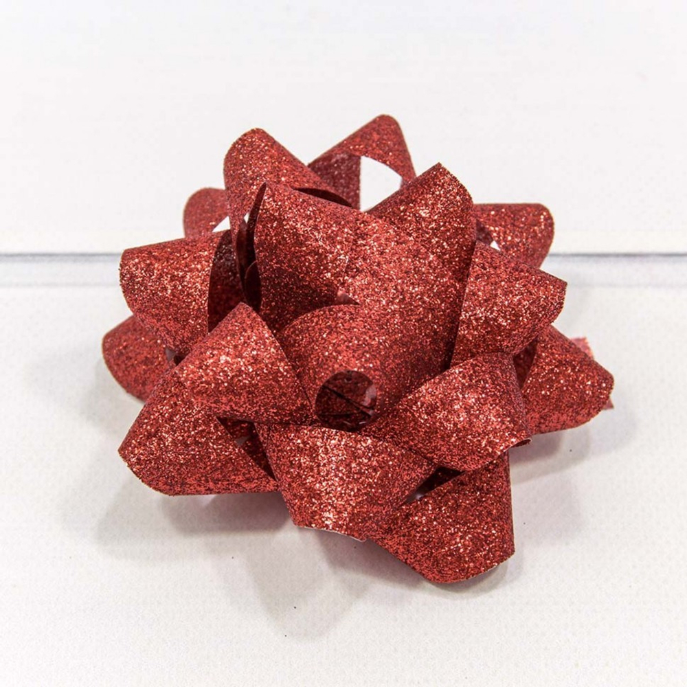 Бант Звезда 10см "Блеск" (Красный)