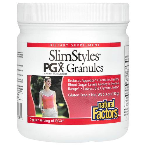 Natural Factors, SlimStyles, гранулы PGX, с нейтральным вкусом, 150 г (5,3 унции)