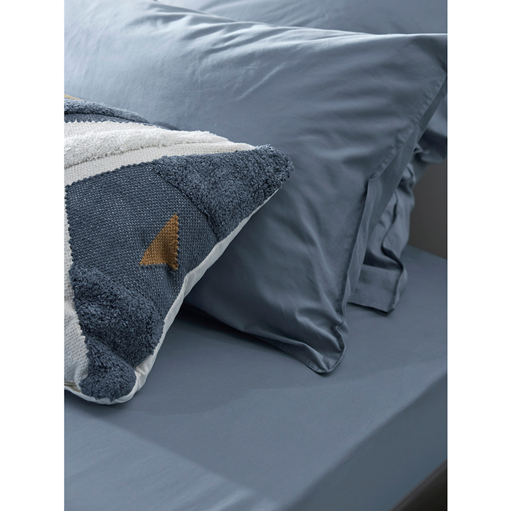 Простыня на резинке 180x200x30см Tkano Essential джинсово-синяя