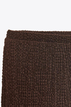 ZARA ПРЯМЫЕ БРЮКИ ИЗ ТКАНИ С ТЕКСТУРОЙ, ТЕМНО-КОРИЧНЕВЫЙ