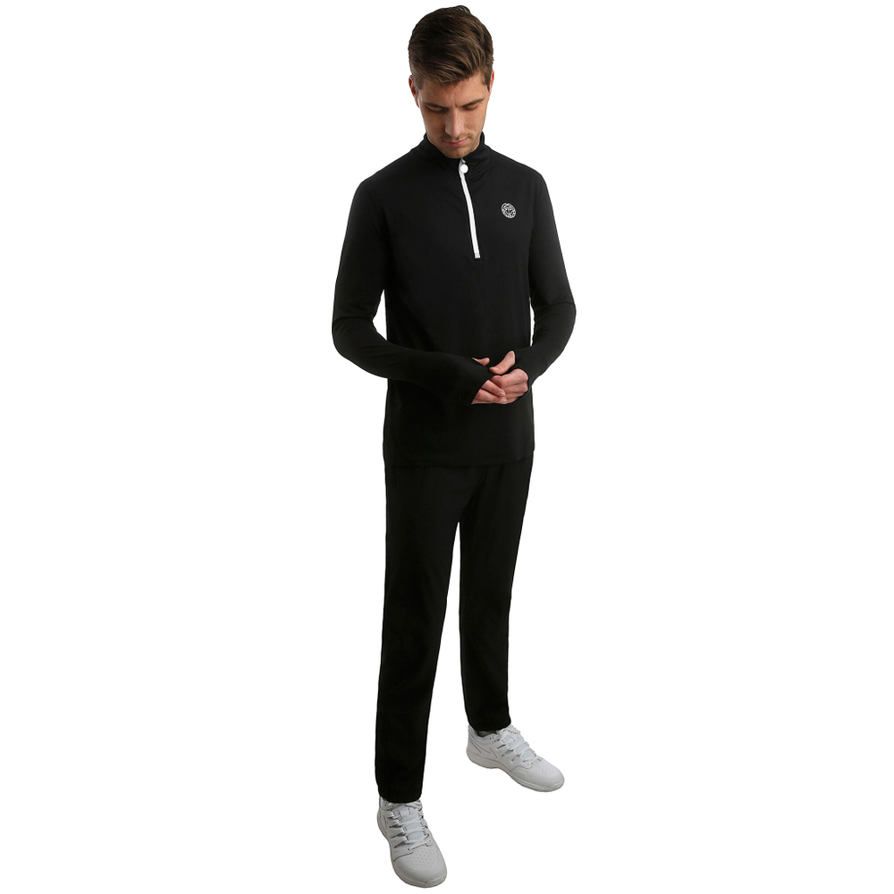 Мужское теннисное поло BIDI BADU Zac Tech Half Zip Long Sleeve Men - Black, White