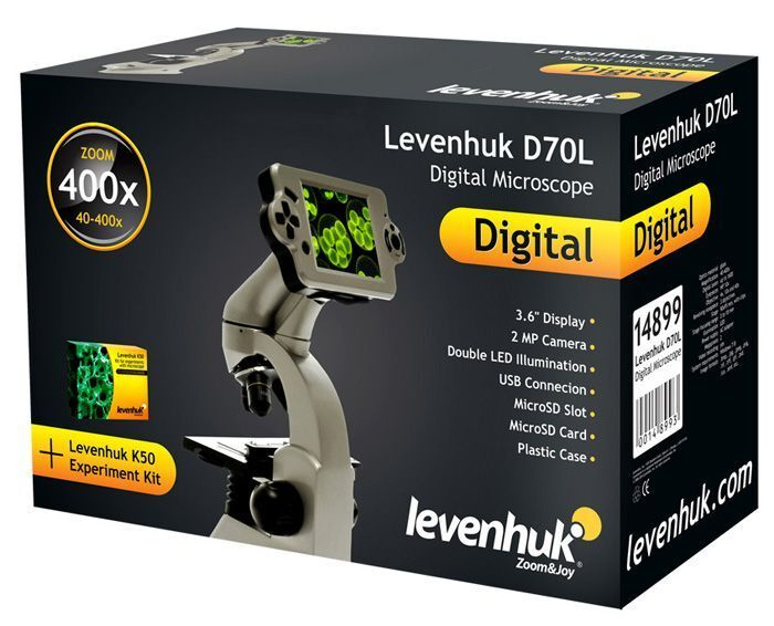 Микроскоп монокулярный цифровой Levenhuk D70L с набором для опытов