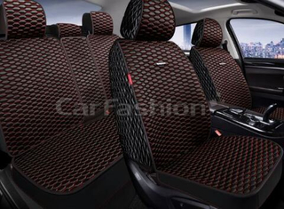 Накидки сидений ПОЛНЫЙ CarFashion (кт) -«ATLAS PLUS» 27342 -Шелк иск серый/черный/красный