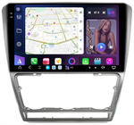 Магнитола для Skoda Octavia A5 2004-2013 (рамка серебро) - FarCar GX005M монитор 10.36" 2K QLED на Android 14, TS20, 6+128Гб, CarPlay, 4G SIM-слот
