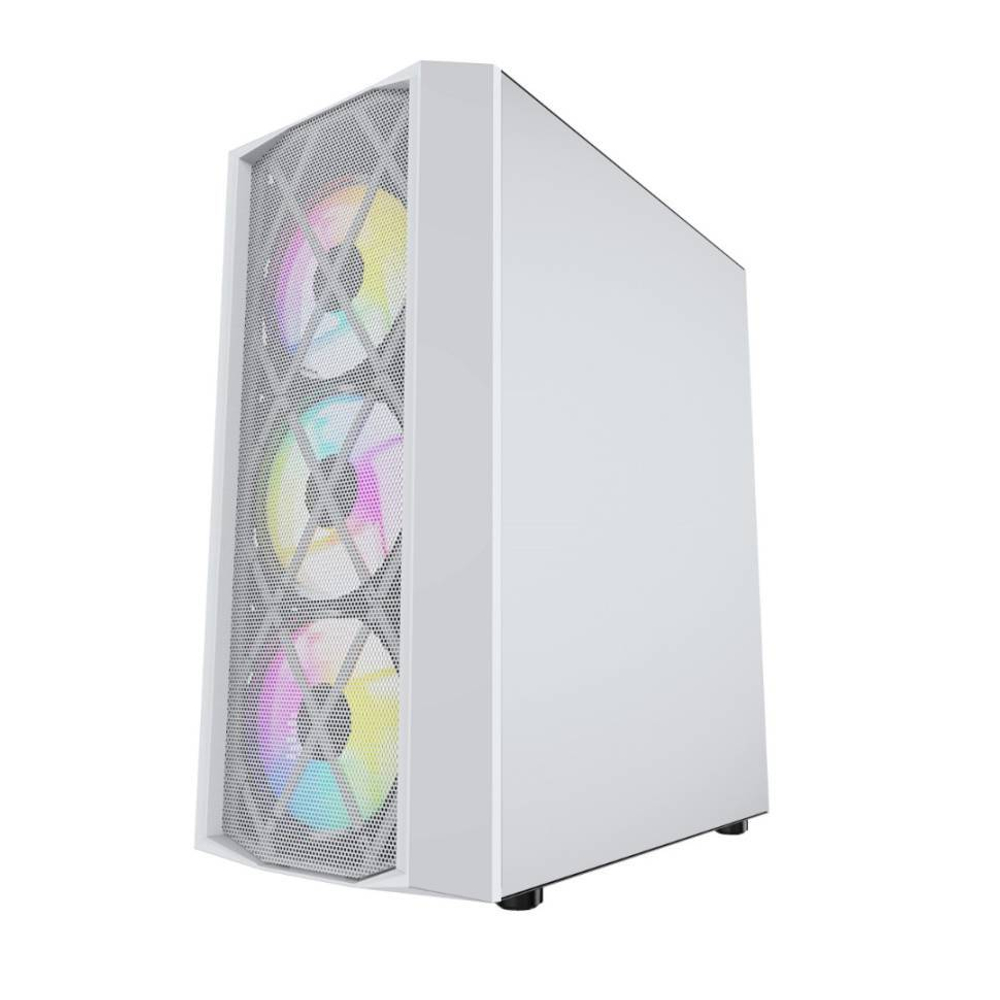Компьютерный корпус Powercase RHOMBUS MESH X4 TG LED White