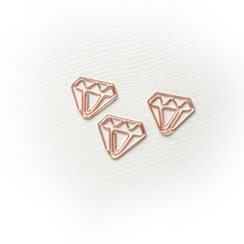 Скрепка фигурная "Блиллиант", 2,7 см, розовое золото