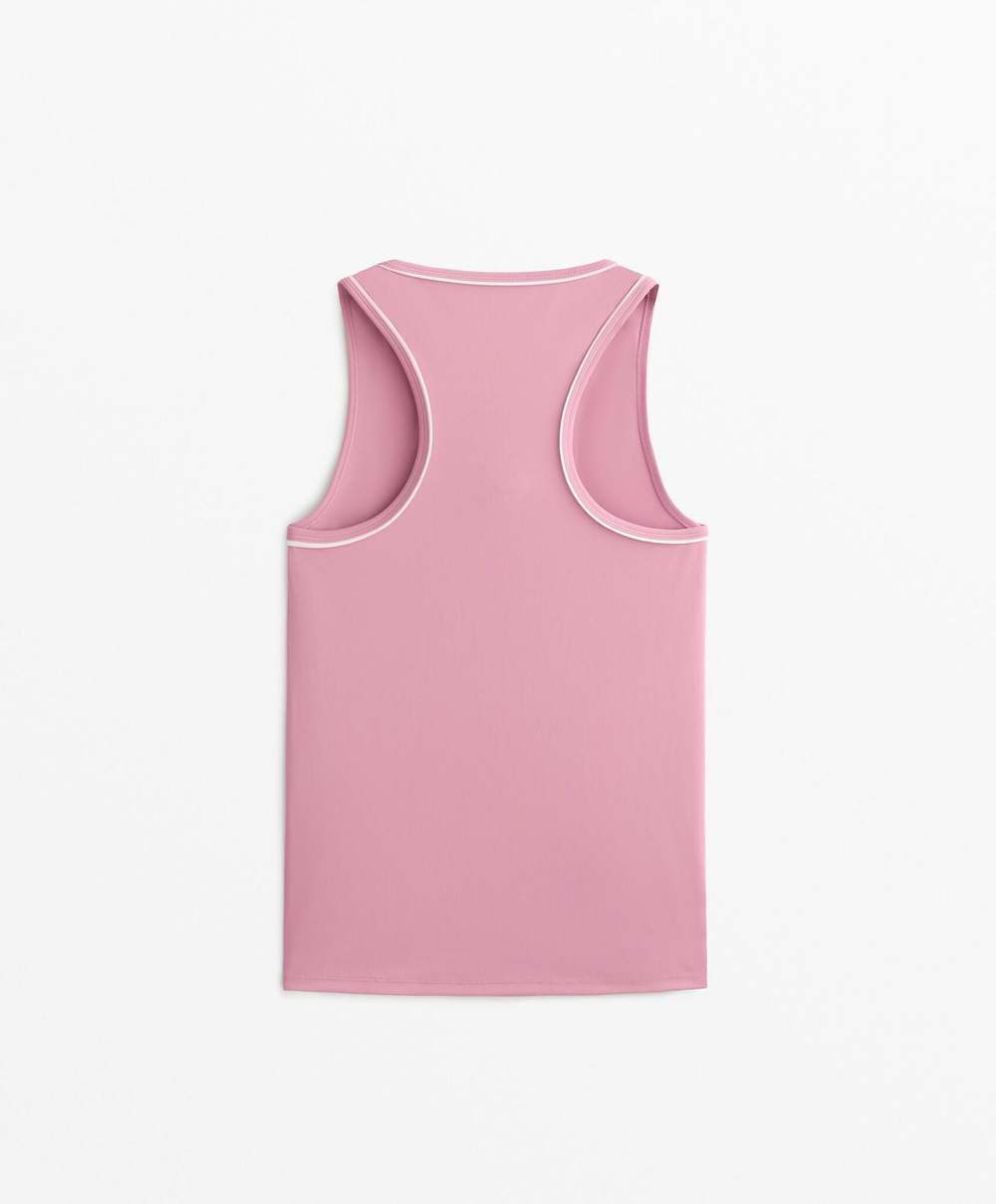 Oysho Футболка без рукавов с окантовкой, розовый