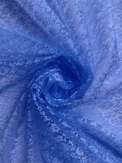 Гипюр капрон голубой темный