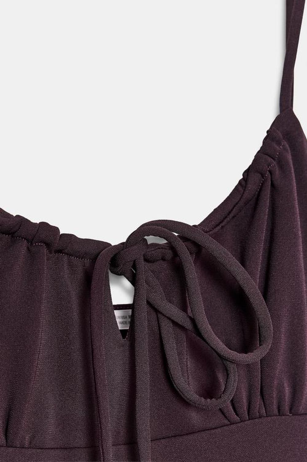 ZARA СВОБОДНОЕ ПЛАТЬЕ МИДИ НА БРЕТЕЛЯХ, ТЕМНО-БАКЛАЖАНОВЫЙ