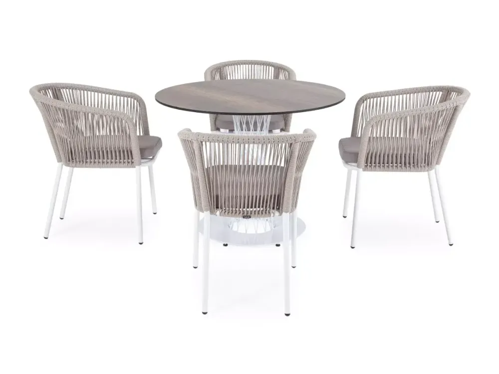 "Диего" обеденная группа на 4 персоны, круглый стол "дуб", цвет бежевый