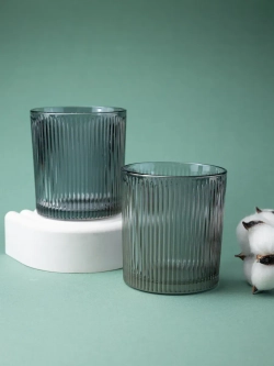 Набор ребристых бокалов для виски, 350 мл. 6 шт. черные