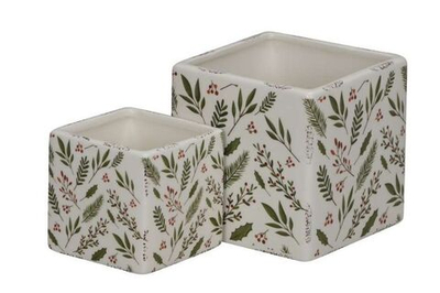 Набор из 2-х кашпо "Красные ягоды" 10х10см/14,5х14,5см