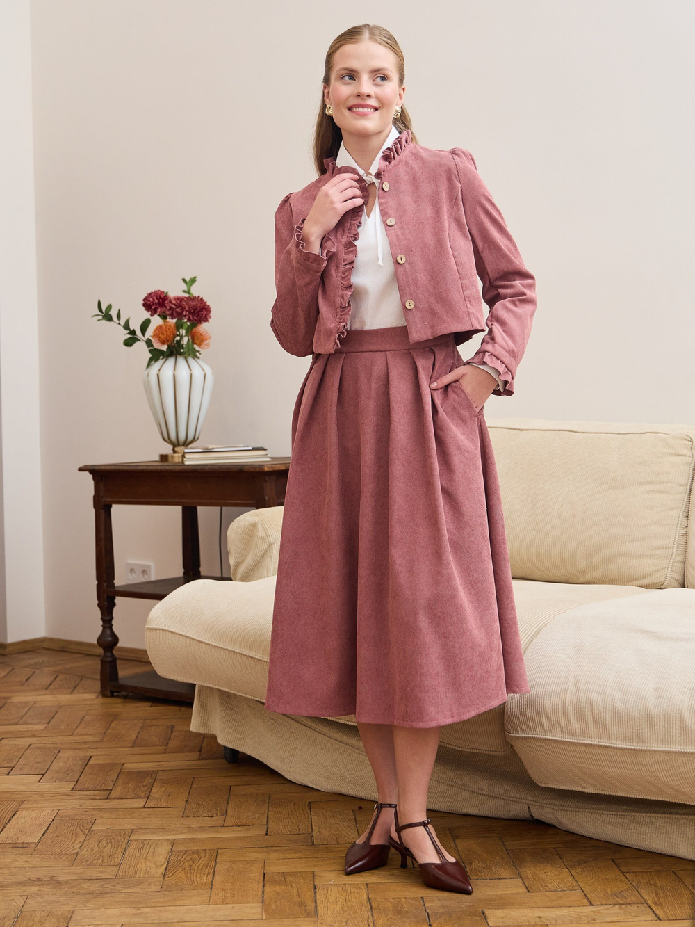 Юбка бохо вельветовая миди