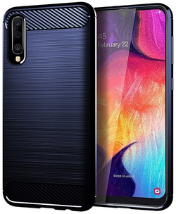 Чехол для Samsung Galaxy A50 (Galaxy A30S, A50S) цвет Blue (синий), серия Carbon от Caseport