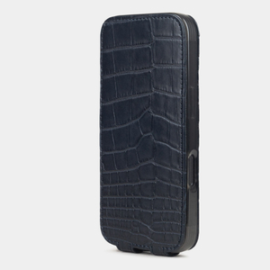 Чехол iPhone 16 Pro Max натуральная кожа аллигатора, синего цвета