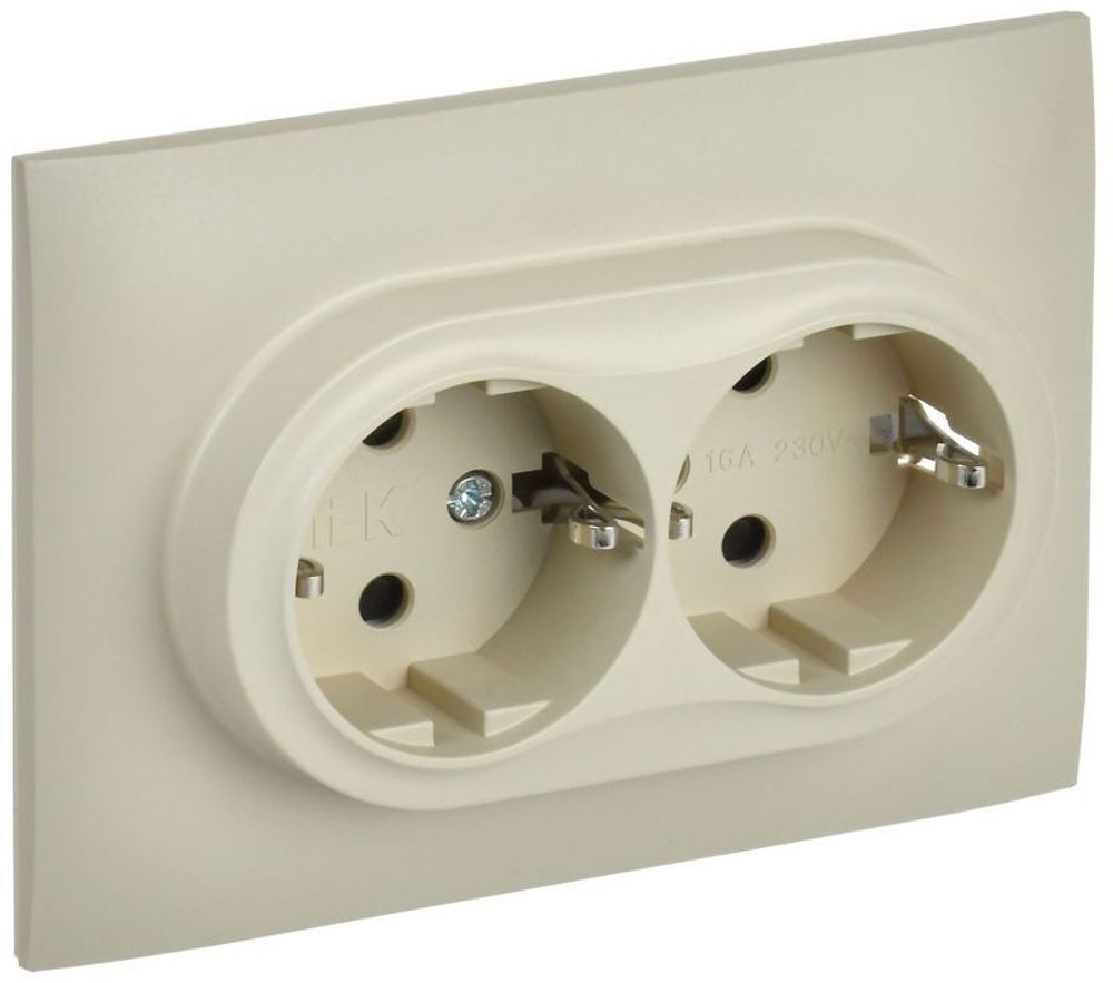 Розетка 2-м SKANDY 16А с заземл. защ. шторки в сборе SK-R07B беж. IEK SK-R24-16-K10-F Розетка 2-м SKANDY 16А с заземл. защ. шторки в сборе SK-R07B беж. IEK SK-R24-16-K10-F