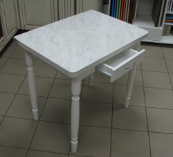 Стол обеденный Ломберный (поворотно раскладной) с ящиком пластик белый мрамор