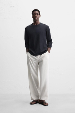 ZARA ЛЕГКАЯ ФУТБОЛКА С ДЛИННЫМИ РУКАВАМИ, МОРСКОЙ СИНИЙ