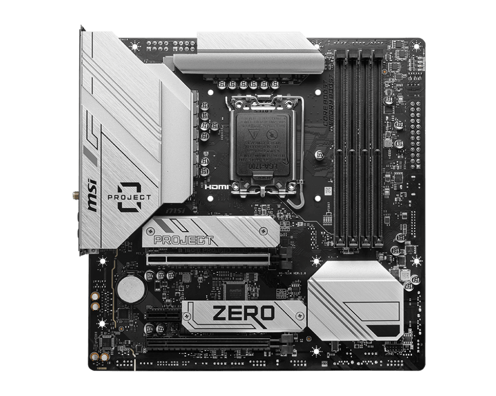Материнская плата MSI B760M PROJECT ZERO LGA1700 B760 4xDDR5 4xSATA3 RAID 2xM.2 HDMI DP mATX