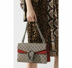 Сумка Gucci Dionysus GG Supreme Small бежевый/красный