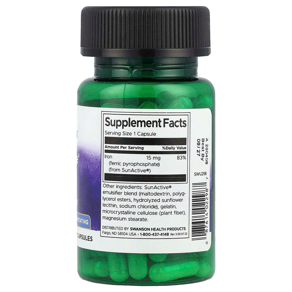 Swanson, SunActive®, железо, 15 мг, 90 капсул