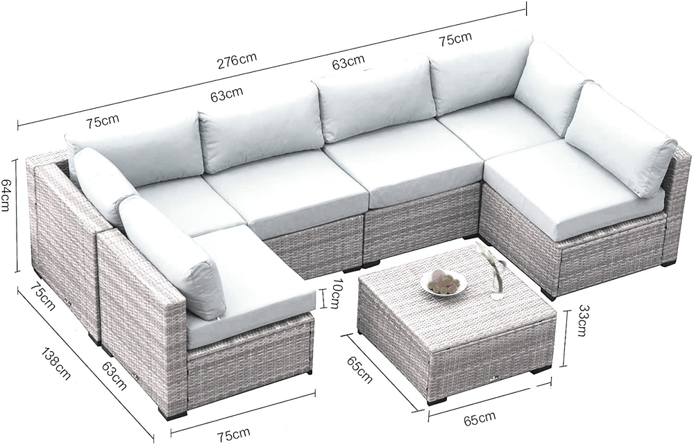 Плетеный модульный диван YR822BgB Grey/Beige