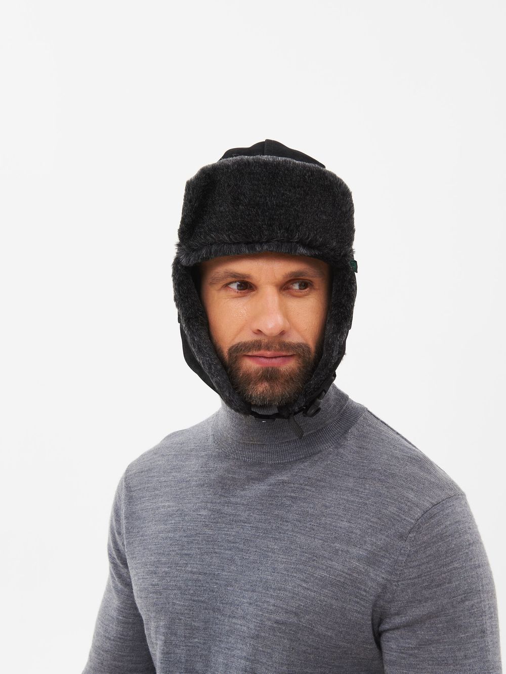 Шапка ушанка зимняя Енисей ткань Замша цвет Черный