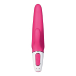 Ярко-розовый вибратор 22,1см с клиторальным отростком Satisfyer Mr.Rabbit