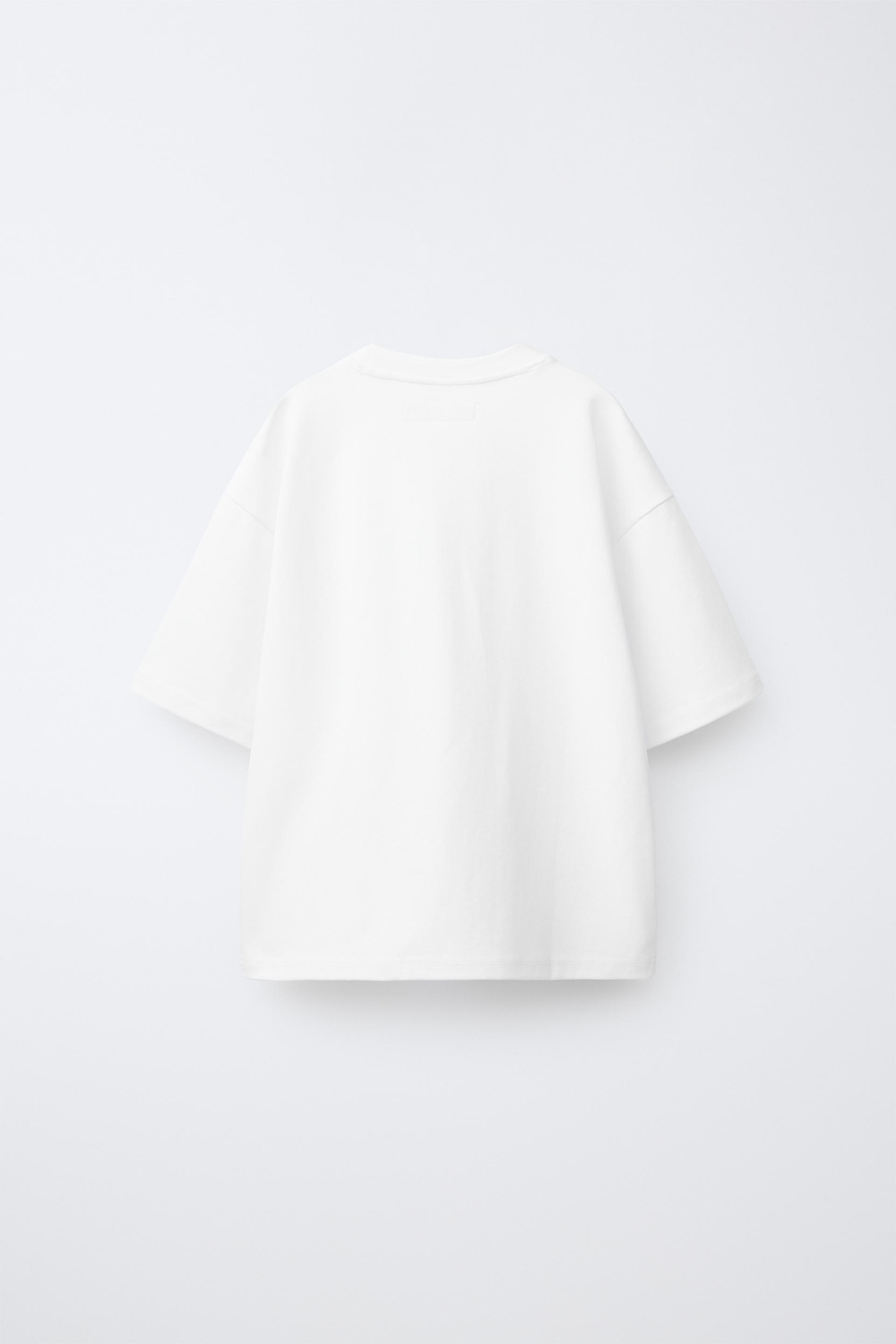 ZARA ОДНОТОННАЯ ФУТБОЛКА ИЗ ИНТЕРЛОКА, СВЕТЛЫЙ ЭКРЮ