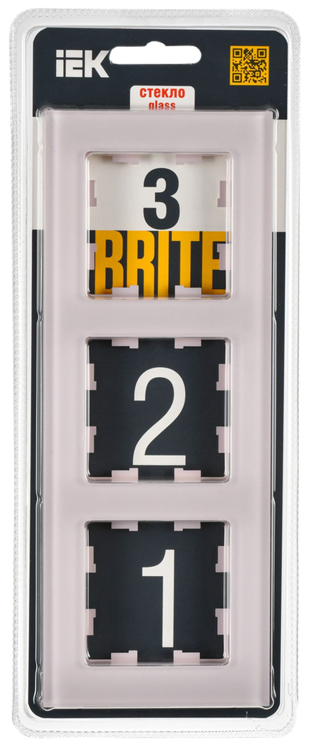 BRITE Рамка 3-местная РУ-3-2-Бр стекло розовый матовый IEK