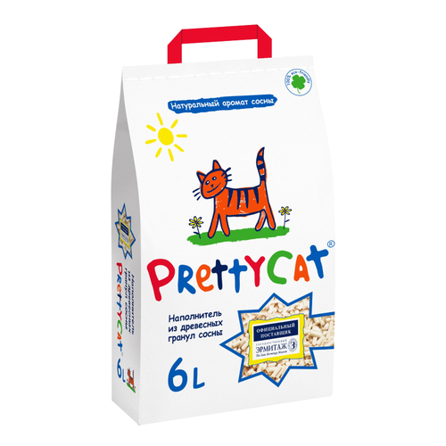 PrettyCat Наполнитель впитывающий древесный, 2 кг (6 л )