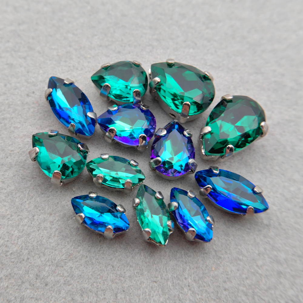 Набор кристаллов K9 в оправах, Bermuda Blue/Emerald I