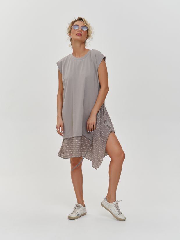 Платье с воланами буквы, серый