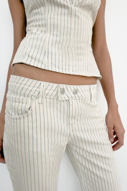 ZARA ДЖИНСЫ TRF ПРЯМОГО КРОЯ В ПОЛОСКУ С НИЗКОЙ ПОСАДКОЙ, ПОЛОСКИ