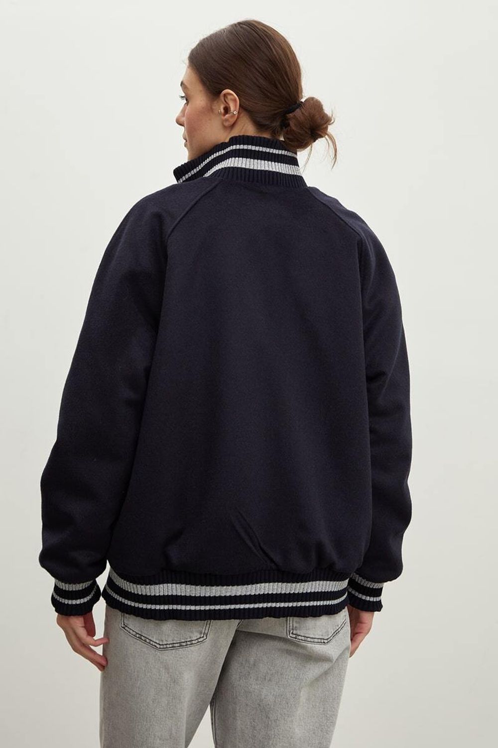 Бомбер чернильно-синий шерсть