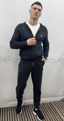 Мужской спортивный костюм Brunello Cucinelli черно пепельного цвета