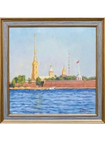 Картина маслом Солнечный день на Неве Белых