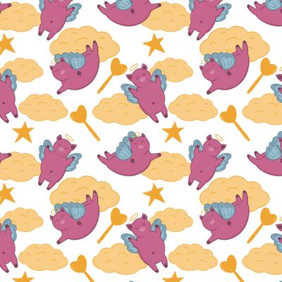 Хрюшки в облаках, забавный принт